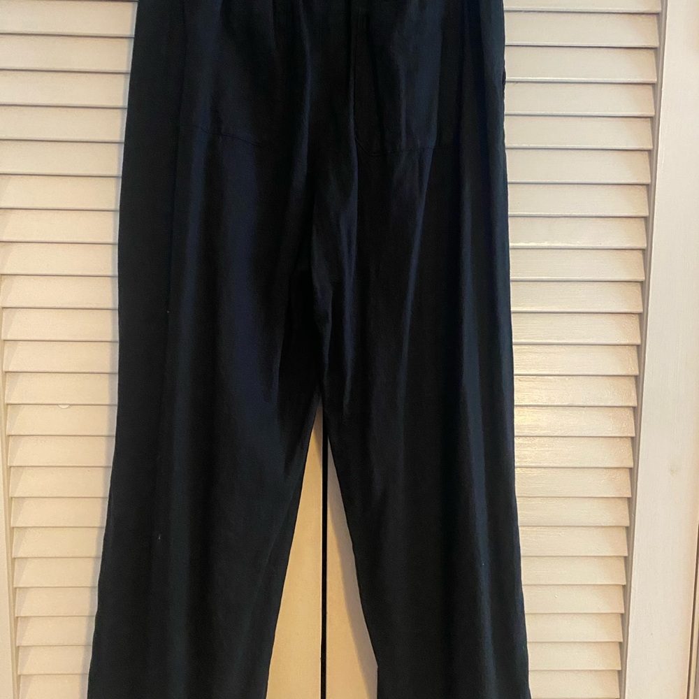 Old Navy Linen Black Wide Leg Pants